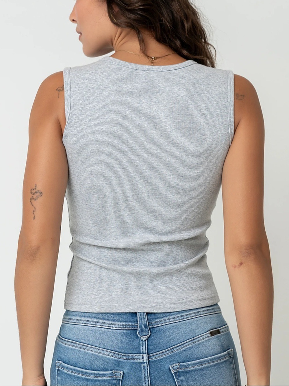 Bohme Lucas Grey Button Up Ribbed Tank NWT Size L - Picture 2 of 7